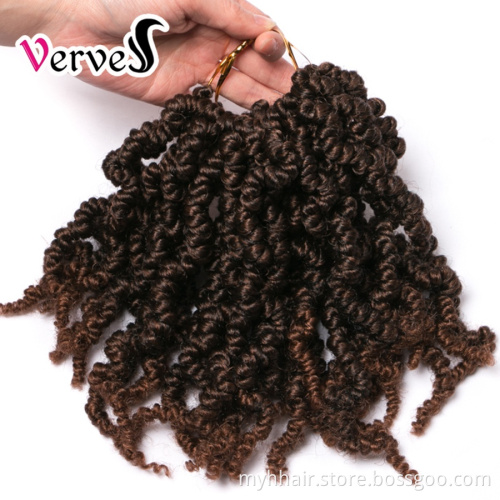Spring Pre-twisted Braids 10 inch 15 strands/pack Ombre  Brown Crochet Twist Braids Fiber Synthetic Crochet Hair Extensions